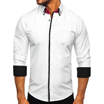 Pánská košile Bílá pánská elegantní košile s dlouhým rukávem Bolf 2767-1 - XL