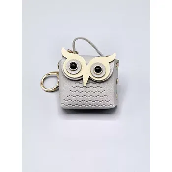 Kabelka Sovička z eko kůže jako přívěsek na klíče šedá