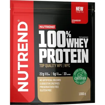 Proteinový nápoj protein NUTREND 100% Whey Protein, sáček, 1000 g jahoda