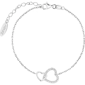 Náramek Stříbrný náramek se zirkony - srdce - AP537-7424