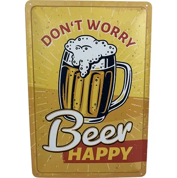 Plechová cedule DODINO Plechová cedule Don't worry beer happy 20 x 30 cm