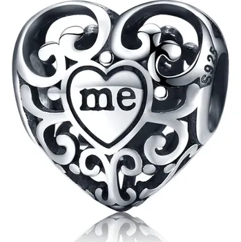 Přívěsek B-TOP Korálek na náramek Srdce Me and You - postříbřený