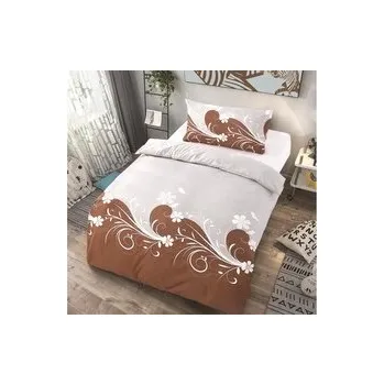 Povlečení Microtop povlečení 140x200+70x90 Květinové vlny - Hnědo-šedá