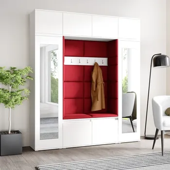 Předsíňová stěna Předsíňová stěna Emi 32 - bílá Barva čalounění: Červená - Trinity 09