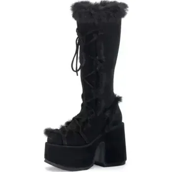 Dámské kozačky Zimní kozačky s kožíškem na podpatcích Barva: Černá, Velikost: 40
