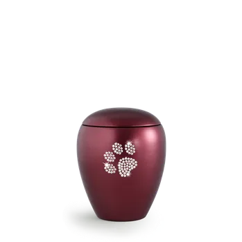 Smuteční dekorace Zvířecí urna Crystal Paw - Rubínová 0,5l