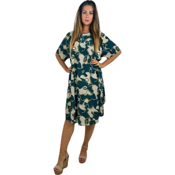 Dámské šaty Šaty s rukávky - zelené - Geometric