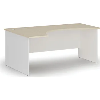 Psací stůl Ergonomický kancelářský psací stůl PRIMO WHITE, 180x120 cm, levý, bílá/bříza
