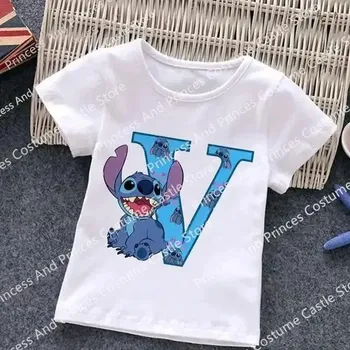 Dětské tričko s písmenkem z abecedy Lilo & Stitch Varianta: V, Velikost: 120