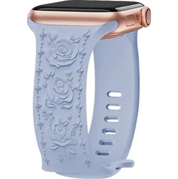 Příslušenství k chytrým hodinkám Řemínek gravírované růže pro Apple Watch 42/44/45/46/49mm Barva: Světle modrá