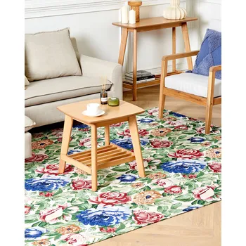 Koberec Koberec vícebarevný bavlna 200 x 300 cm květinový vzor žakárová plochá vazba obývák ložnice tradiční boho styl Beliani