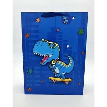 Dárková taška Giftee Dárková taška DINOSAURUS 30x40 cm Barva: Modrá