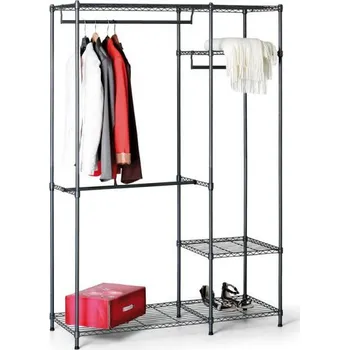 Věšák Odkládací stěna na svršky, 1800 x 1200 x 450 mm, černá