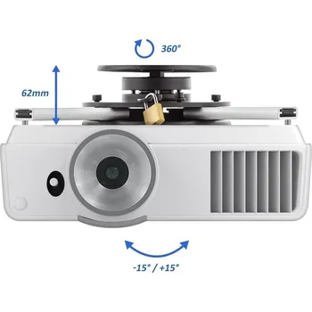 Držák na projektor Stropní držák nízký - 62mm, černý, do 20kg, zabezpečený