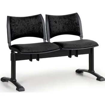 Čalouněná lavice do čekáren SMART, 2-sedák, černá, černé nohy