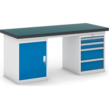 Dílenský stůl Pracovní stůl do dílny GB se skříňkou a zásuvkovým boxem na nářadí, 1800 mm