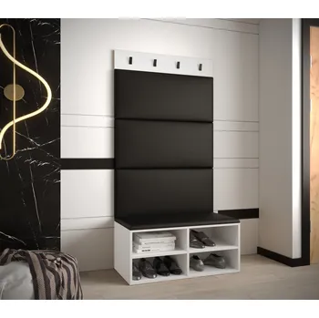 Předsíňová stěna Předsíňová stěna Miro 2 - bílá Barva: Černá Ekokůže