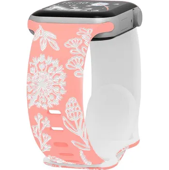 Řemínek gravírované pampelišky pro Apple Watch 38/40/41/42(S10)mm Barva: Růžovo-Bílá