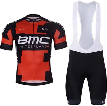 cyklistický dres BONAVELO Cyklistický krátký dres a krátké kalhoty - BMC - červená/černá