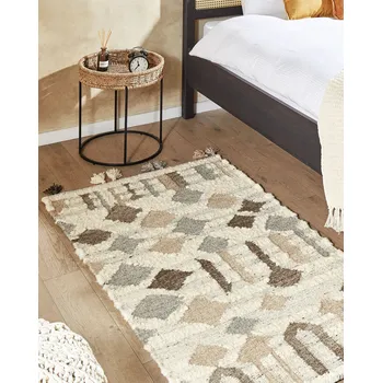 Koberec Kelimový koberec vícebarevný vlna a bavlna 80 x 150 cm ručně tkaný boho patchwork vzor se střapci Beliani