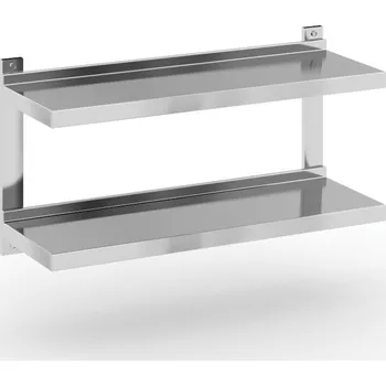 Dílenský regál Dvojitá nástěnná nerezová police, 900 x 300 mm
