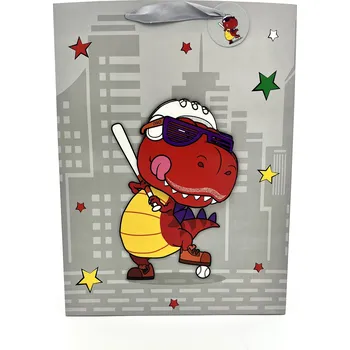 Dárková taška Giftee Dárková taška DINOSAURUS 30x40 cm Barva: Šedá