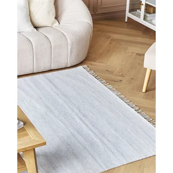 Koberec Koberec světle modrý recyklovaný PET materiál 160 x 230 cm se střapci do interiéru a exteriéru Beliani