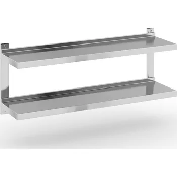 Dílenský regál Dvojitá nástěnná nerezová police, 1200 x 300 mm