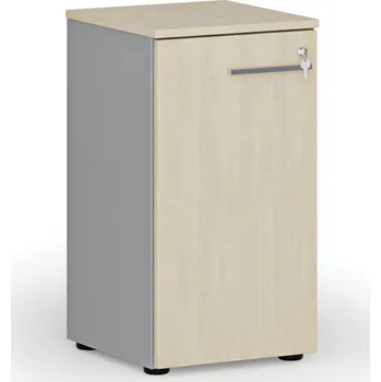 Policová skříň Nízká kancelářská skříň s dveřmi PRIMO GRAY, 400 x 420 x 740 mm, šedá/bříza