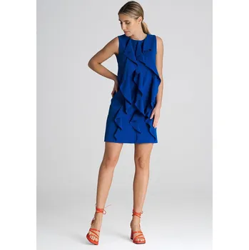 Dámské oblečení Modré mini šaty s volánky M1002 Sapphire Velikost: M