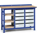 Pracovní stůl se zásuvkami, 10 zásuvek, 3 police