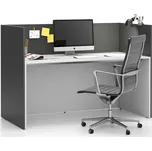 PLAN Kancelářská sestava single s paravánem SEGMENT, rovná, bílá/grafitová