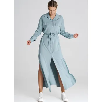 Dámské šaty Světle modré košilové maxi šaty M1000 mint Velikost: L