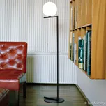 FLOS IC F2 stojací lampa černá Ø 30 cm - Ø koule 30 cm, Ø podstavec 38 cm, výška rámu 154,7 cm opálově bílá, černá 1 x 205 W - Doprava zdarma