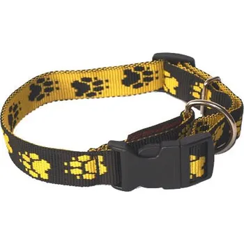 Obojek pro psa DOGSTORE Popruhové obojky 2,5 cm Barva: Černá (žluté tlapky)