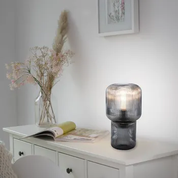 Lampička Stolní lampa Paul Neuhaus Mashi, kouřově šedá, sklo, 27 cm, E27 - Délka kabelu 150 cm kouřově šedá, průhledná 1 x 10 W LED - Doprava zdarma