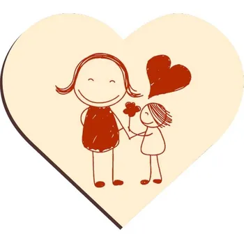 Jedlá dekorace na dort Dortisimo Bombasei čokoládová dekorace Srdíčko s matkou a dcerou (6 ks)