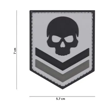 Nášivka Gumová nášivka 101 Inc Belgium Skull - šedá