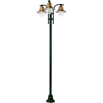 Lampička K.S. Verlichting 3-světelné sloupkové svítidlo Toscane, zelené - Ø na hlavu lampy 27 cm průhledný, měděný 3 x 60 W - Doprava zdarma