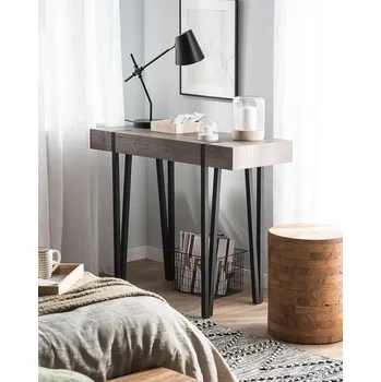 Obývací pokoj Konzolový stolek hnědý černý MDF kovové nohy 40 x 100 cm vysoký stůl obdélníkový industriální styl Beliani