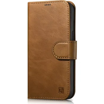 Pouzdro na mobilní telefon iCarer Oil Wax Wallet Case 2in1 pouzdro iPhone 14 Pro Max skórzany , knížkové se stojánkem Anti-RFID hnědá (WMI14220724-TN)