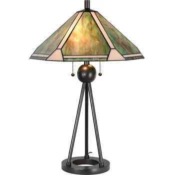Lampička Clayre&Eef Stolní lampa 5LL-6165 v provedení Tiffany, Ø 50 cm hnědá, zelená, modrá 2 x 60 W - Doprava zdarma