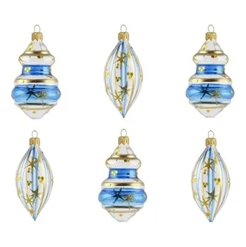 Set čirých ozdob s modrým zdobením