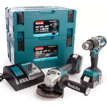 Sada nářadí MAKITA DLX2210TJ1 18V 2-dílná aku sada - DGA506 + DHP484 + 2x 5,0Ah + 2x Makpac