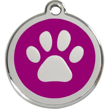 psí známka RED DINGO Známka s rytím Tlapka Fialová 37 mm Počet řádků: 2 řádky textu