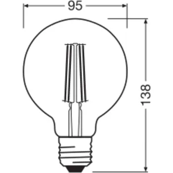 Lampička OSRAM LED Vintage 1906, G95, E27, 6,5 W, zlatá, 2 400 K, stm. zlato