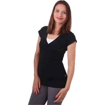Těhotenská móda Kojící tričko KARLA, krátký rukáv, černá L/XL
