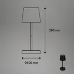 Briloner Stolní lampa LED Piha s dobíjecí baterií, černá LED 2,6 W celkem