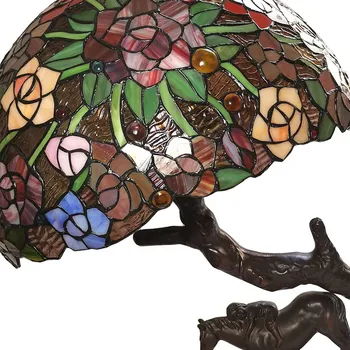 Lampička Clayre&Eef Stolní lampa 5LL-6061 styl Tiffany, červená/zelená hnědá, červená, zelená 2 x 60 W - Doprava zdarma