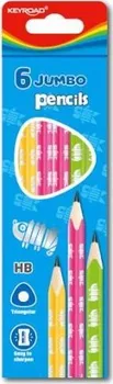 Grafitová tužka Keyroad Grafitové tužky Neon Jumbo trojhranné 2 HB 6 ks